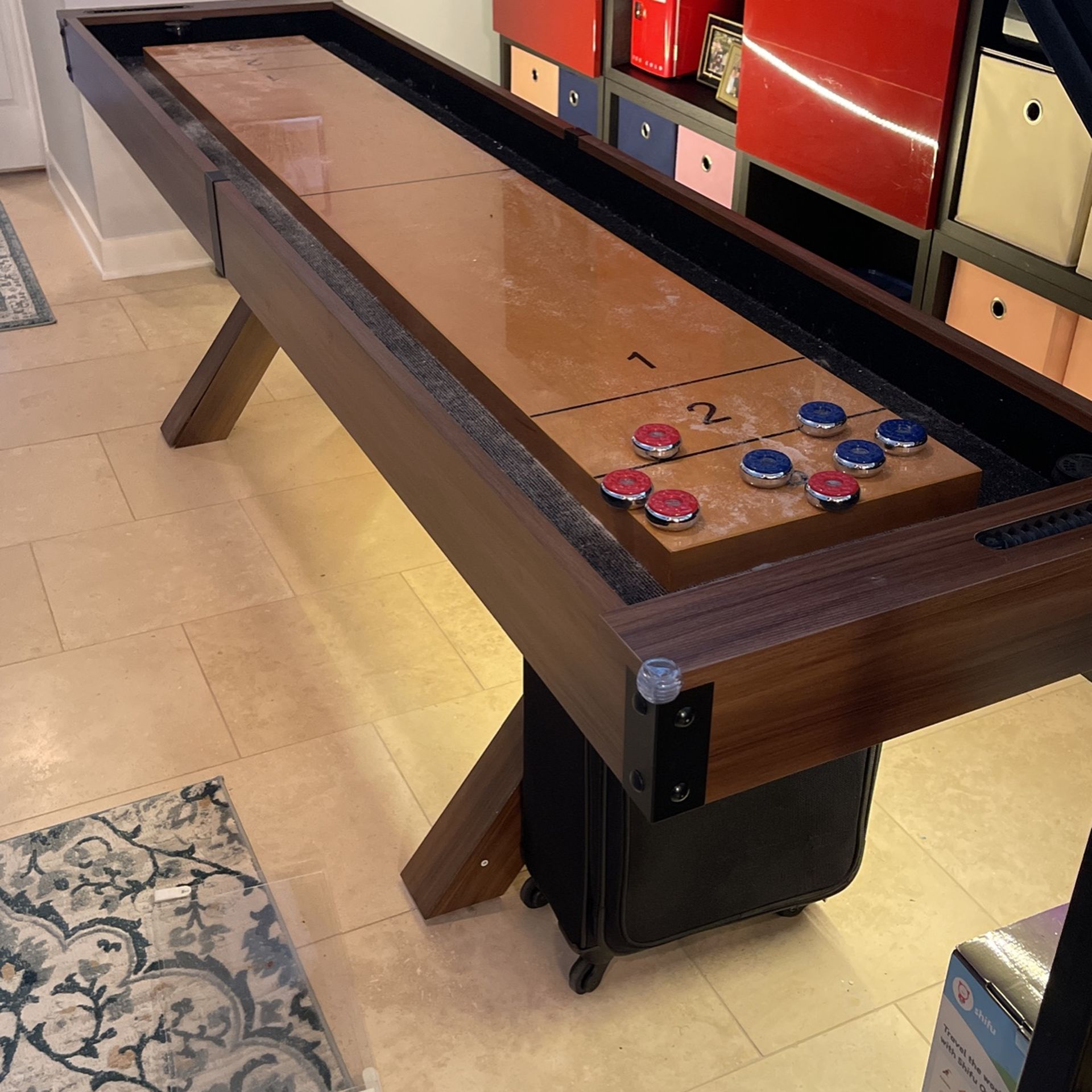 9 ft Shuffle Board Table, Solid Wood 
