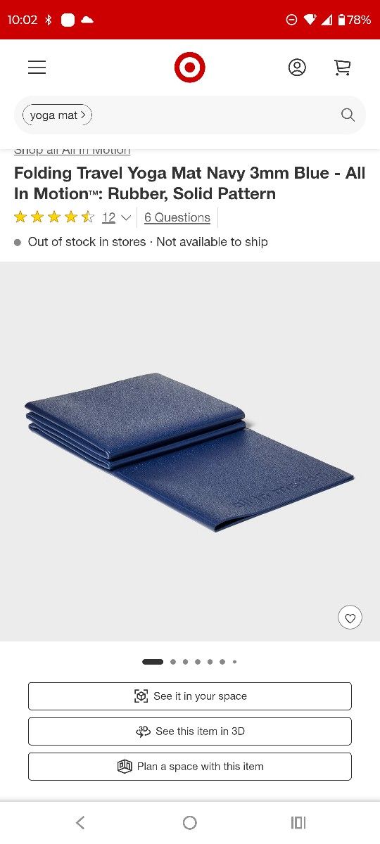 All In Motion Folding Travel Yoga Mat Rubber 3mm