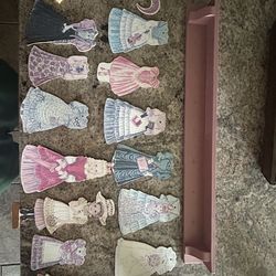 Vintage peg wooden dress up dolls toy