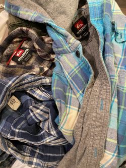 Boys/Kids Clothes Size 6-12 and Various Shoes/Sandals/Socks, Rain Boots, OluKai Sandals, Quicksilver/Gap Flannels, Wrangler Slim Pants, Pajamas, Puffe