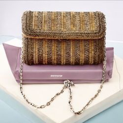 Vintage Walborg Gold Beaded Evening Bag Clutch Made In Hong Kong 1950’