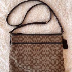 ✨COACH F58285 Shoulder Bag Signature Canvas Brown Used✨