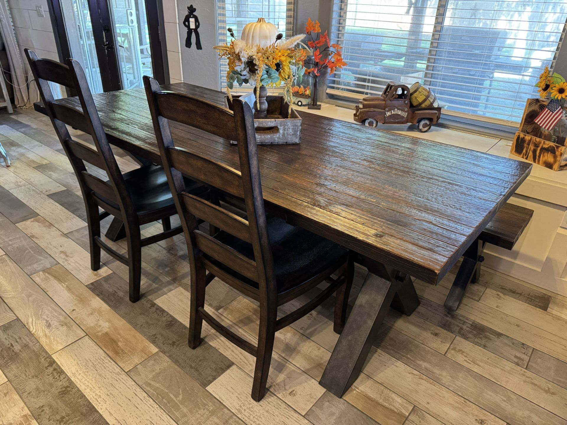 AMAZING Farmhouse Table with Chairs and a Bench