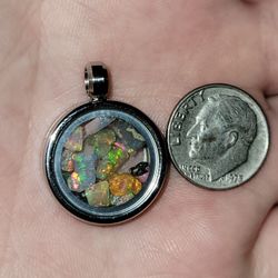 Stunning Pendant Filled With Natural Ethiopian Fire Opal Rough Gemstones 