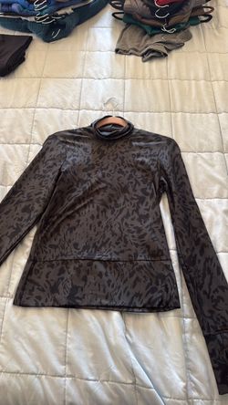 Animal Print Mock Neck Long Sleeve Top
