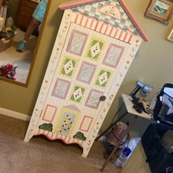 Beautiful Tall Painted Cabinet