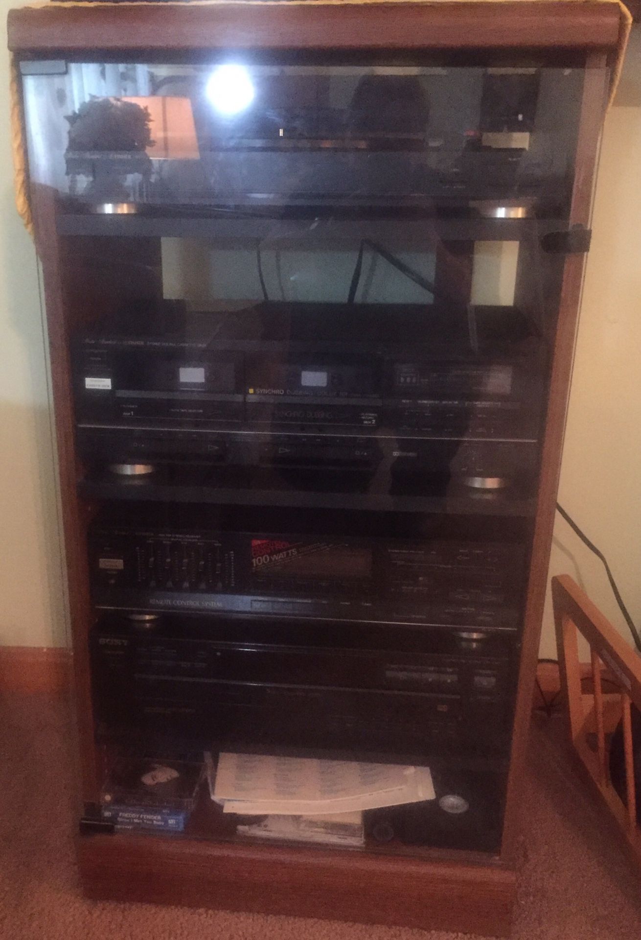Fisher and Sony Components and Cabinet