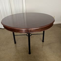4’ Walnut Top Metal Base Dining/Game Table