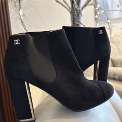Chanel Chelsea Suede Boots Size 37