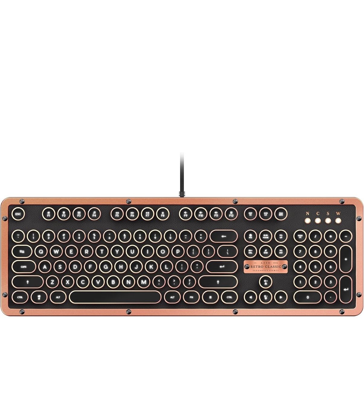 Azio Retro Classic USB (Artisan) - Wired Vintage Backlit Leather Mechanical Keyboard for PC (MK-RETRO-L-03-US)