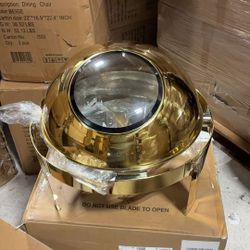 Long Chafing Dishes with Window Gold Chafers Roll Top Buffet Chafing Food Warmers for Wedding,Parties,Banquet (Gold Round Chafer) $80