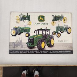 John Deere Farm Tractor Mix Models Embossed Metal Sign 