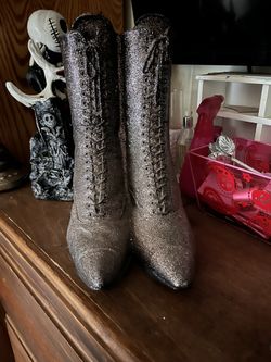 Purple Glittery Witch Boots