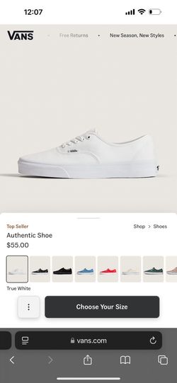 Authentic True White Vans