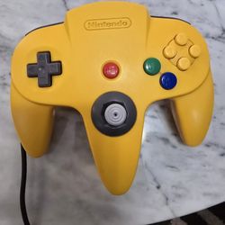 Genuine Official Nintendo 64 Controller Yellow Tested And Clean 