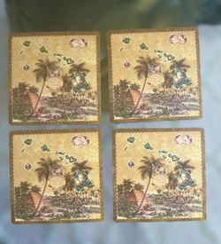 New With Tags 4-Piece Hawaii Souvenir Coasters 