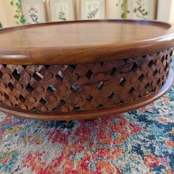 West Elm Carved Wood 32" COFFEE TABLE 