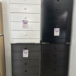 5 Drawers Dresser 29” Wide X16” Deep X 44” High Available In Different Colors 