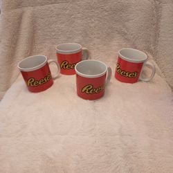 Reese's Peanut Butter Cup Coffee Mug Ceramic Orange by Galerie 8 Oz Set of 4