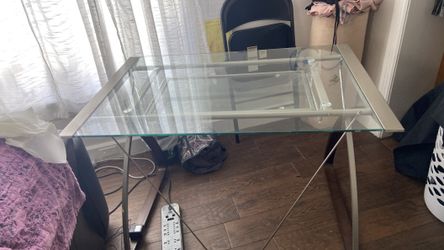 Glass topped computer desk