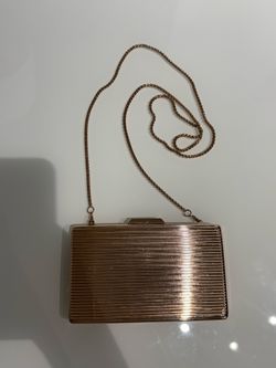 Mango (MNG) Ribbed Metallic Clutch.