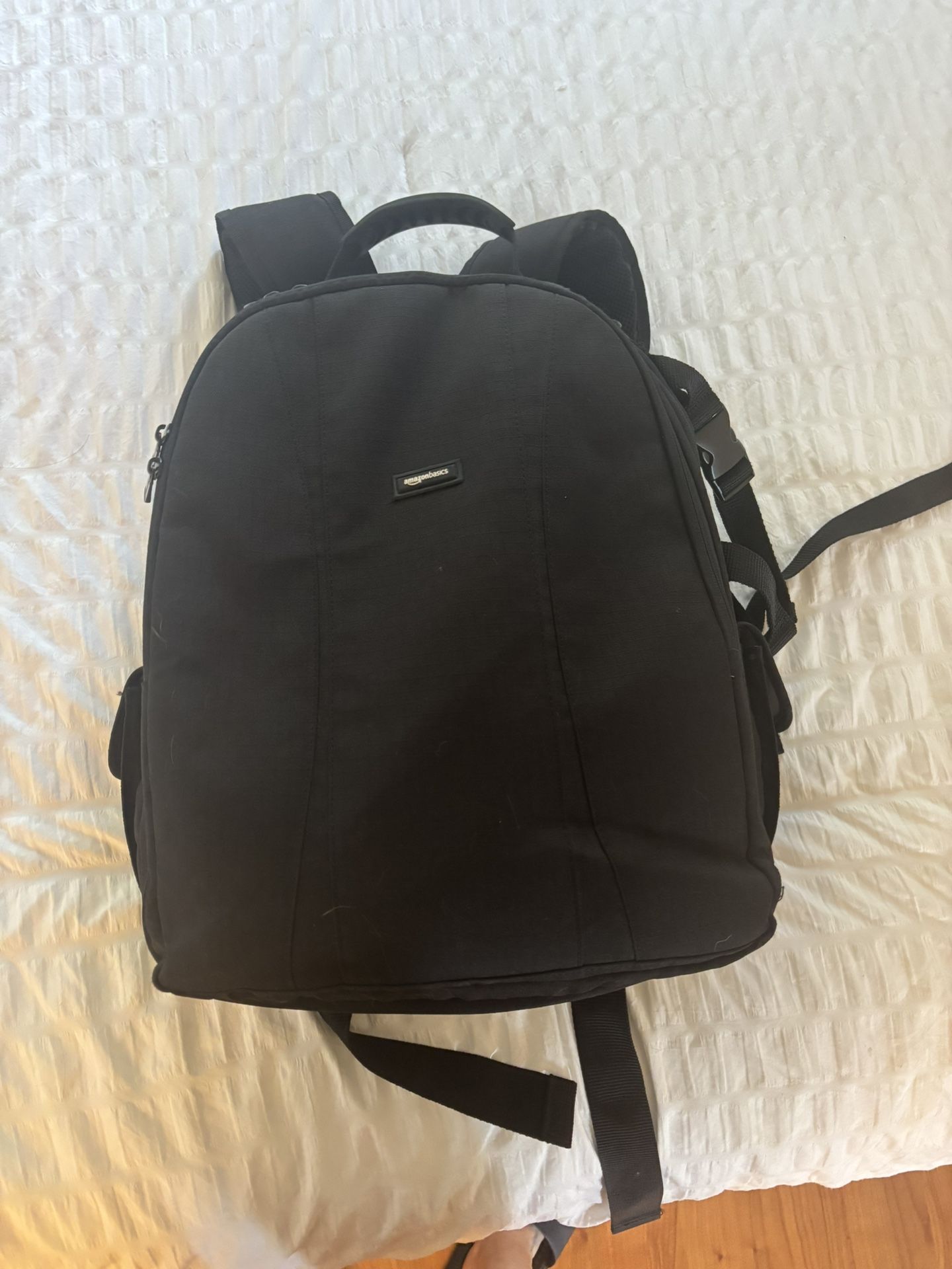black camera backpack