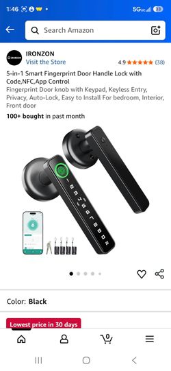Ironzon 5-in-1 Smart Fingerprint Door Handle Lock