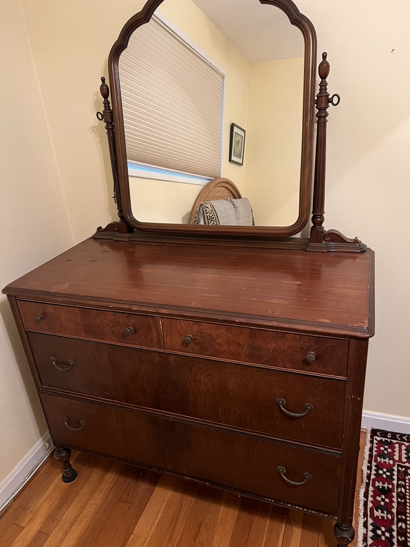 Vintage Antique Farmhouse Country Cottage Dresser Bureau with Mirror