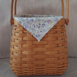 Longaberger's 2002 Tiny Tote Basket With Liner And Protector 