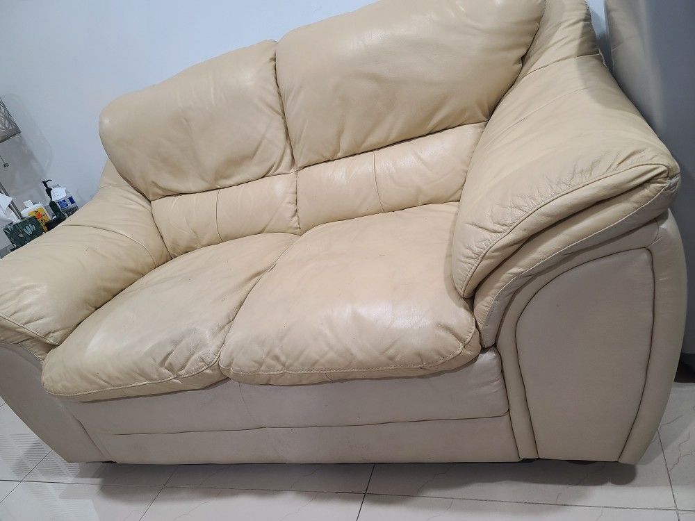 Leather Cream Color  Sofa