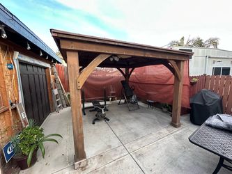 Wood Frame Gazebo with Metal Roof
