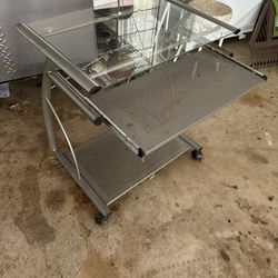 Glass Compter Table With Pullout Shelf For Keyboard