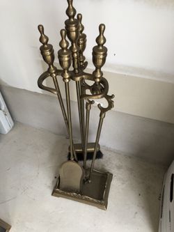 Italian Brass Fireplace Set
