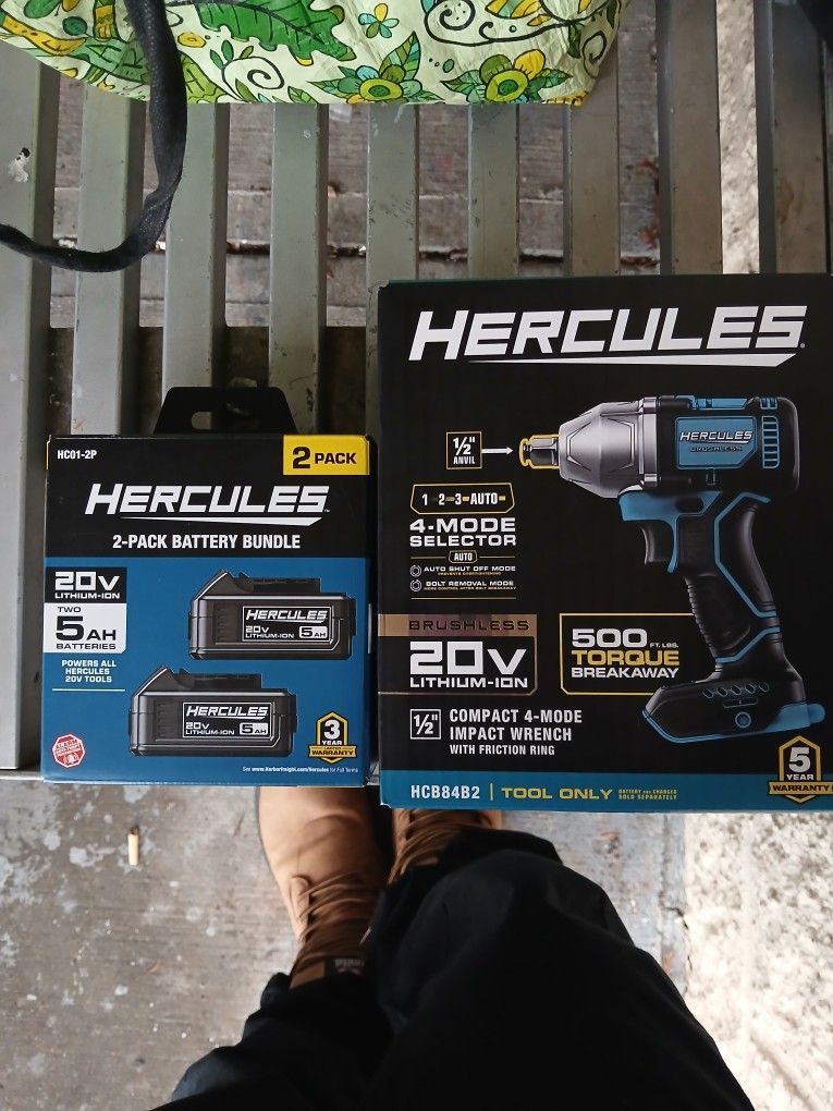 Hercules 20v Compact Impact Wrench With A 2pack Of Batterys
