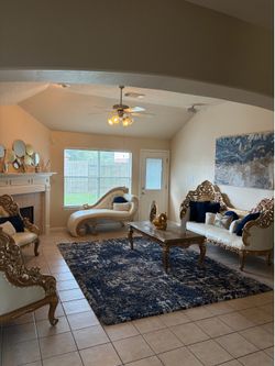 Royal luxury living room set sofa, loveseat, armchairs and coffee table. In excellent condition like new