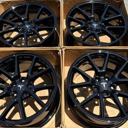 18” Tesla Model 3 factory wheels rims gloss black new