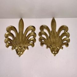Spectacular 2 Antique Brass Gild Furniture Decorative Applique Hardware