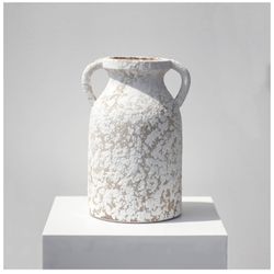 Relexome 10.6” Rustic Farmhouse Ceramic Vase With Handles