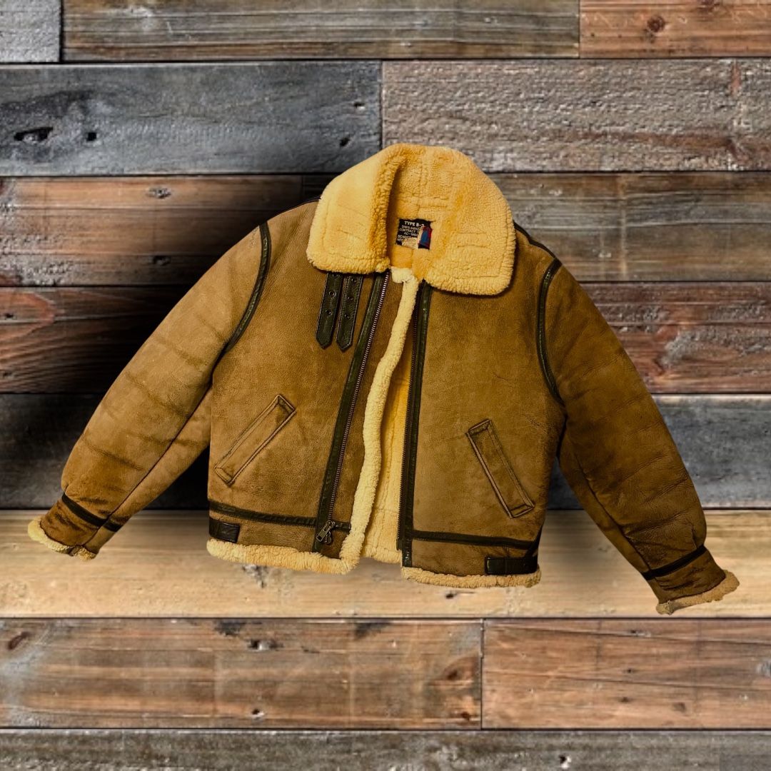 SCHOTT BROTHERS B-3 LEATHER/WOOL USAF HIGH ALTITUDE BOMBER COAT- SIZE 40reg LRG