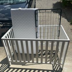 Storkcraft Baby Crib (White) And Crib Mattress - Like New