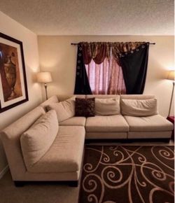 beige sectional L couch