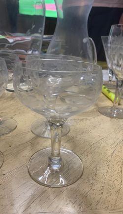 Etched Glass Wine Cups