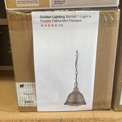 Golden Lighting Bartlett 1-Light in Copper Patina Mini Pendant
