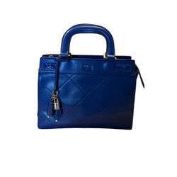 NWOT Guess Bolso Blue Medium Handbag Lock & Keys Gold Hardware Purse Satchel