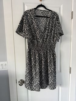 Plus Size Black Floral Midi Dress