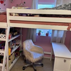 Twin Loft Bed w/Desk & Bookcase