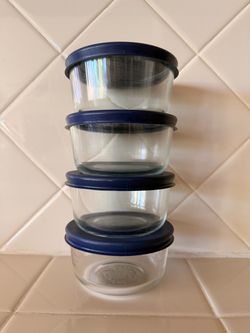 🫙 Set of 4 Durable Pyrex Glass 1-Cup Storage Bowls with Lids