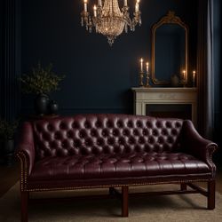 Vintage Oxblood Chesterfield Chippendale Style Couch 