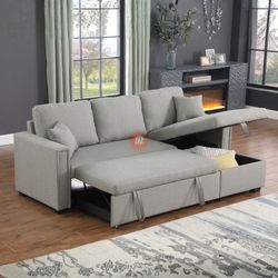 Reversible Pull Out Sleeper Sofa Bed Sectional Couch
