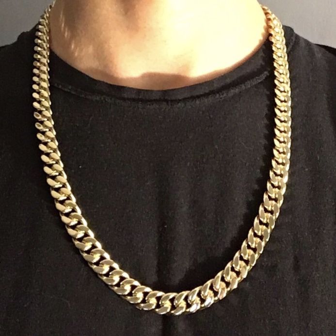 Gold Chain Cuban Necklace 24in 10mm